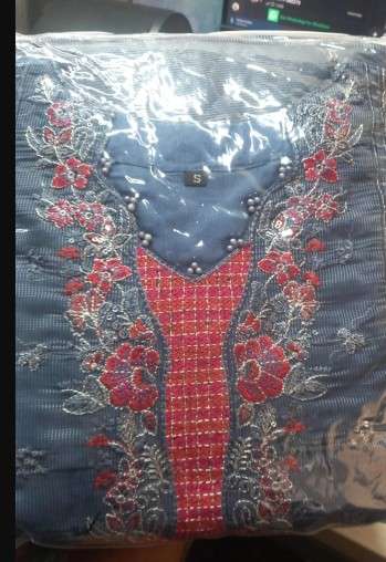 New Arraivals VIPUL Cetalogue Pure Organza Unstitched Collection - 1650 Deep blue