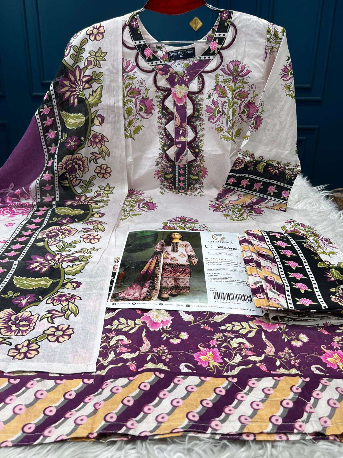 Charizma Pakistani Catalogue Printed Stitched Cotton Collection - 1150 OFF White