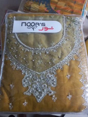 NOORS Pakistani Inspired Unstitched Party Collection - 2300 Mustard 3