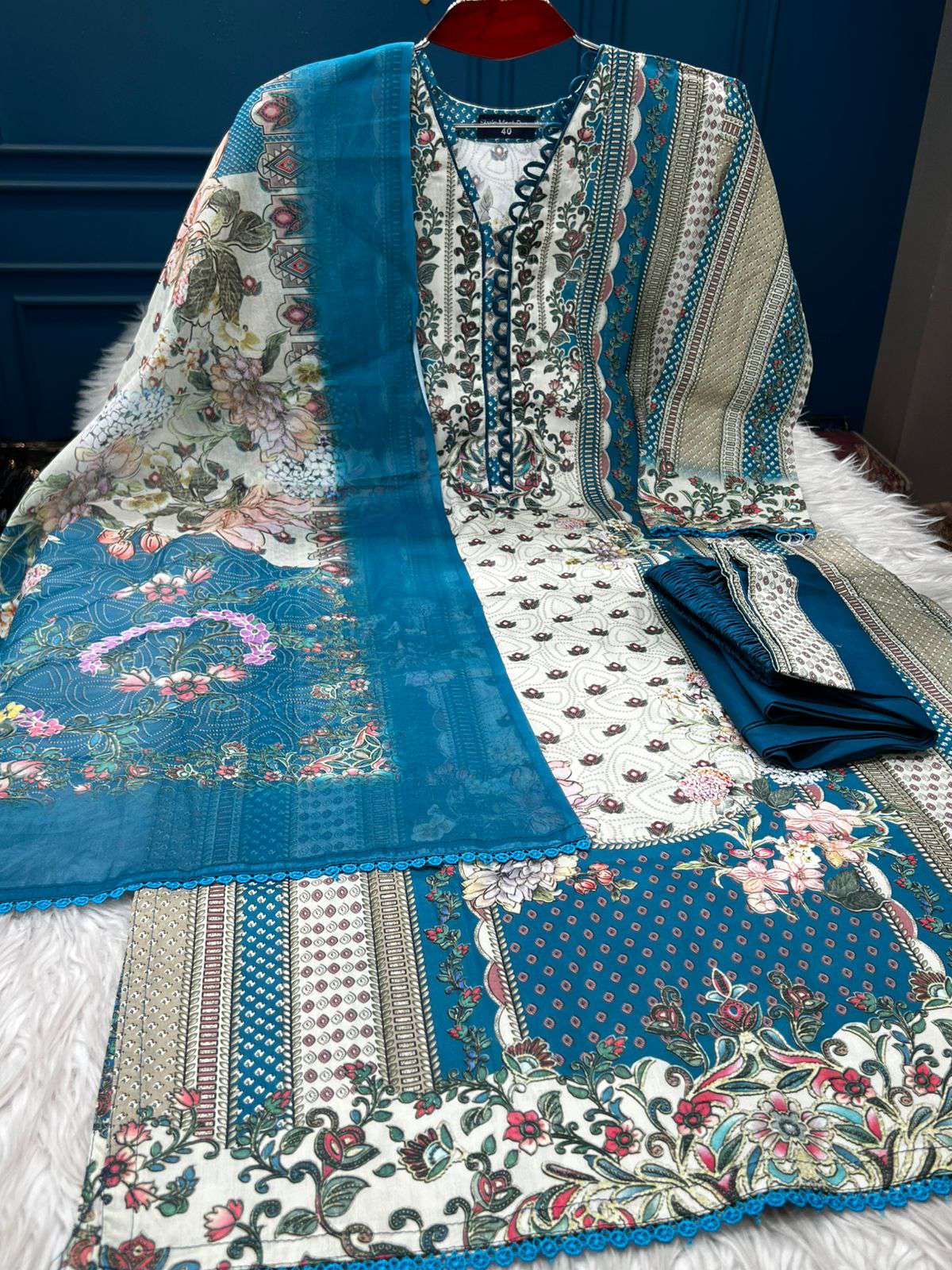 EXCLUSIVE Luxury Lawn Stitched Collection - 1100 Royal Blue Color